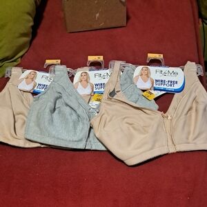 Fruit of the Loom Womens Fit For Me Bundle Of 3 Bras- Gray and Tan